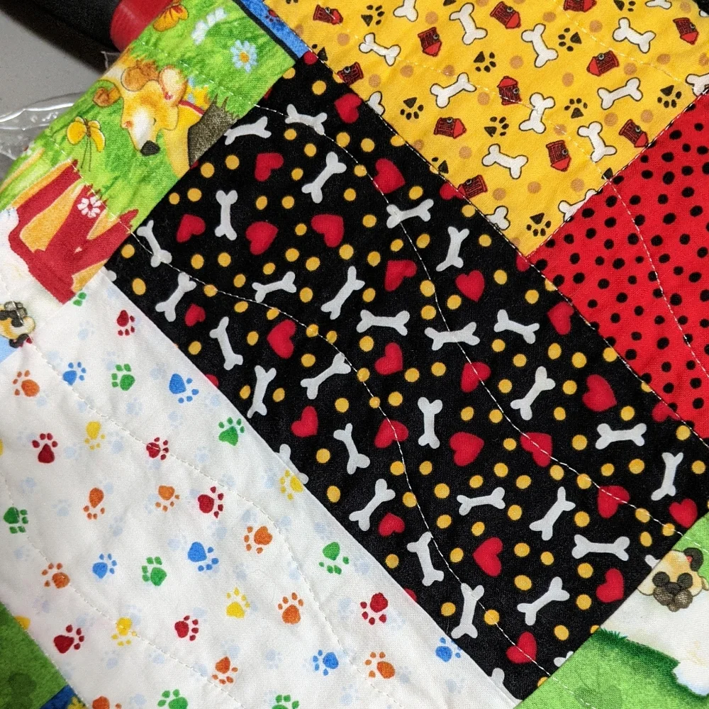 Handmade baby child's quilt patch work dogs pets unisex boy girl 46*42